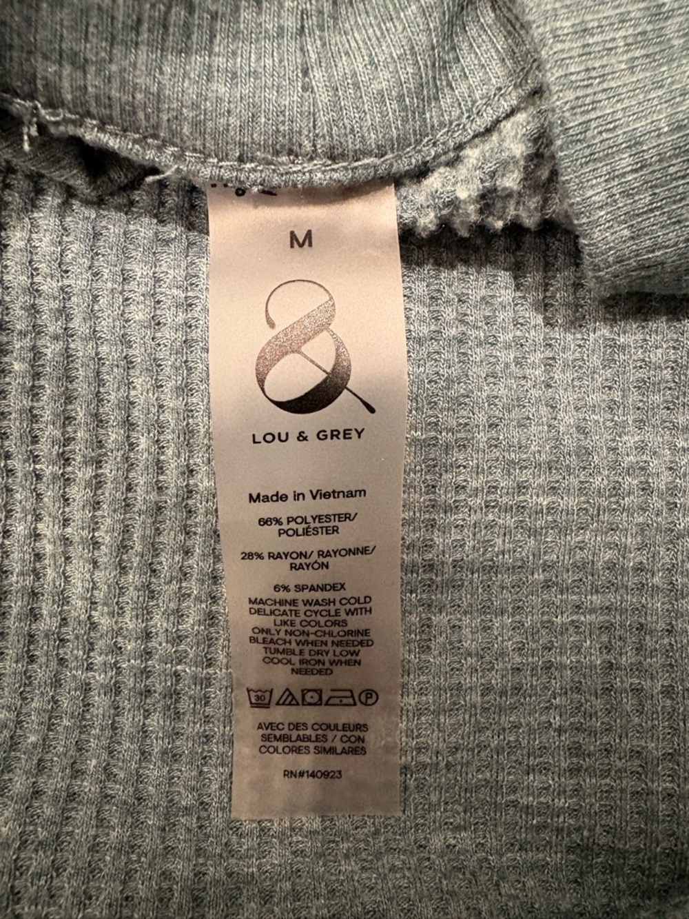LOU & GREY Teal Waffle Knit Mock Neck Cropped Top Size M - Picture 3 of 8
